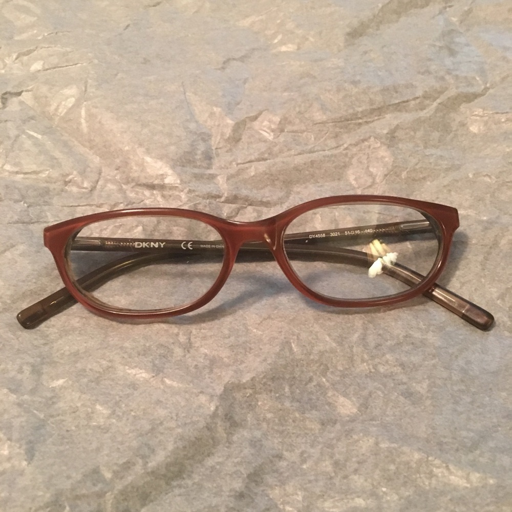 EUC DKNY Eyeglass Frames Brown Cream Accent